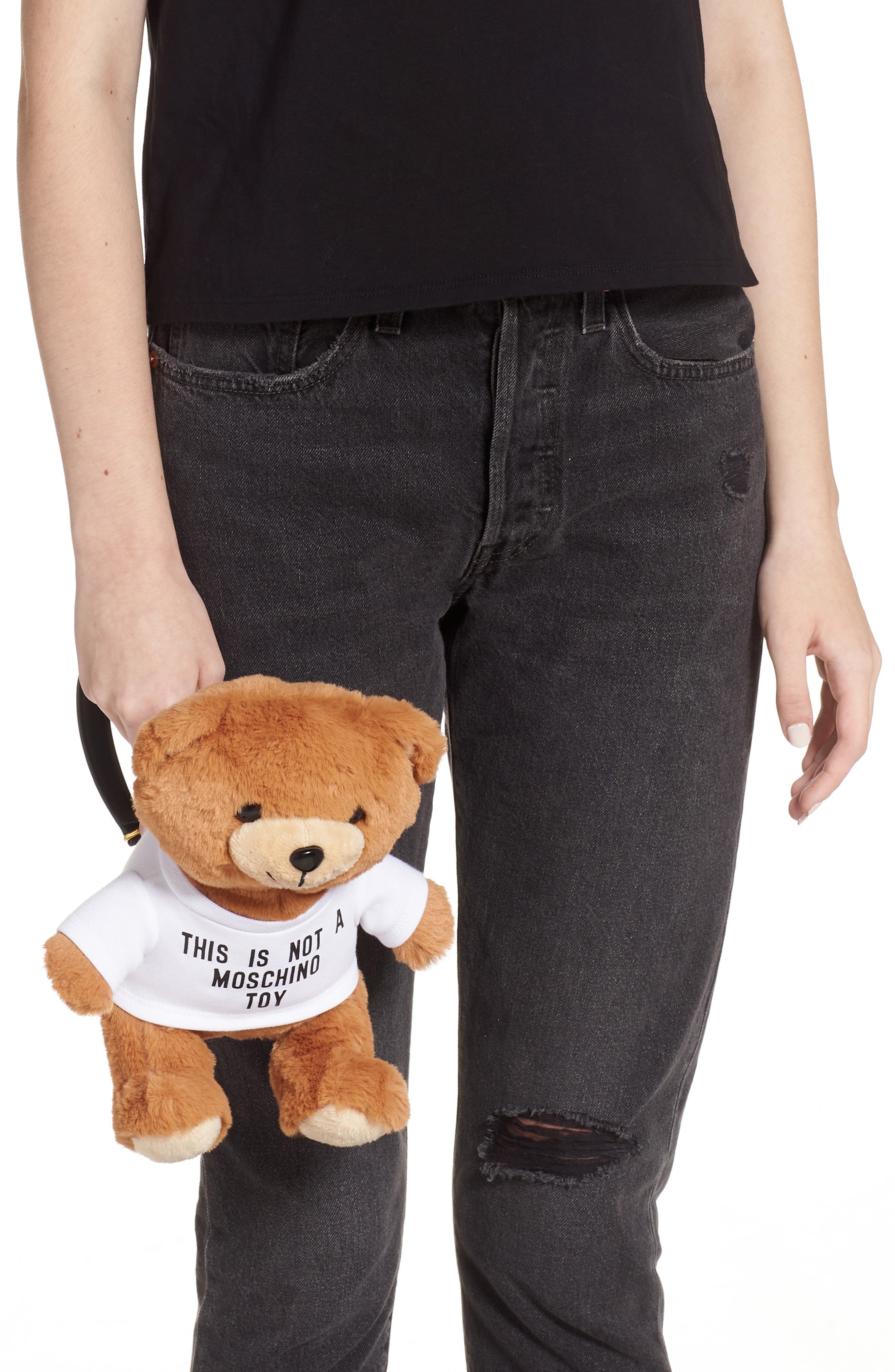 Moschino Plush Stuffed Teddy Bear Clutch, Alternate, color, 