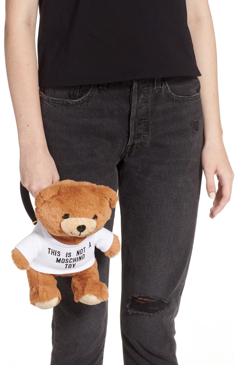Moschino Plush Stuffed Teddy Bear Clutch, Alternate, color,