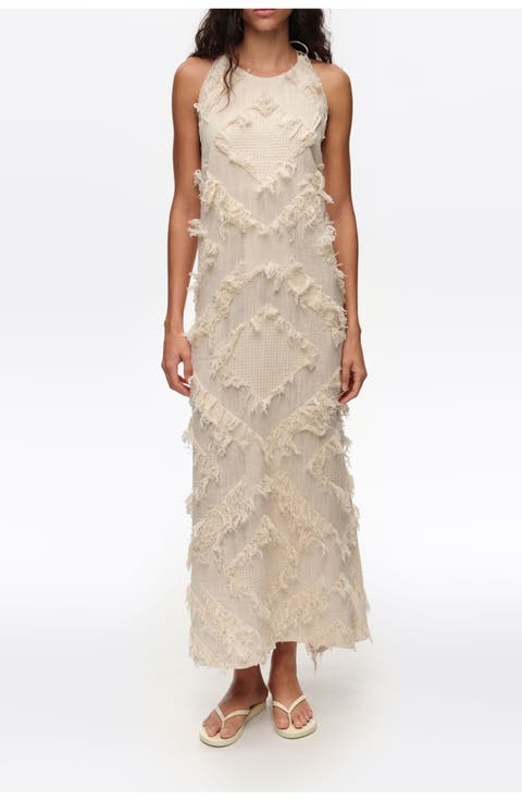 Halter Neck Dress With Fringing