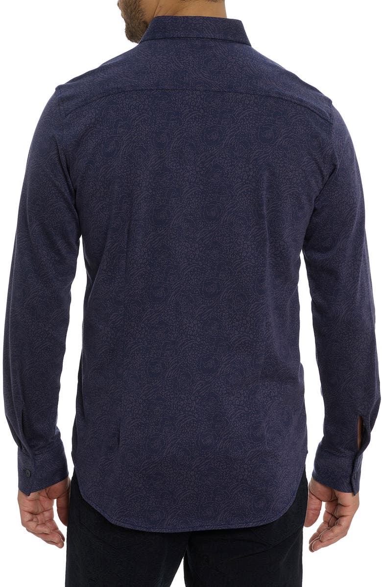Robert Graham Kevin Jacquard Button-Up Shirt, Alternate, color, Indigo