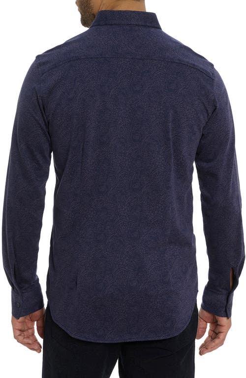 Robert Graham Kelvin Jacquard Floral Knit Button Down Shirt In Blue