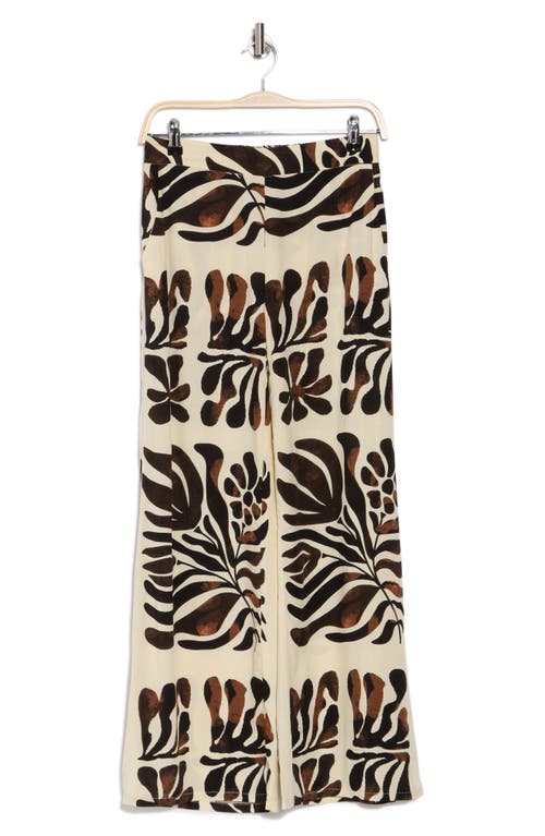 T Tahari Wide Leg Pull-on Pants In Tan/brown/black