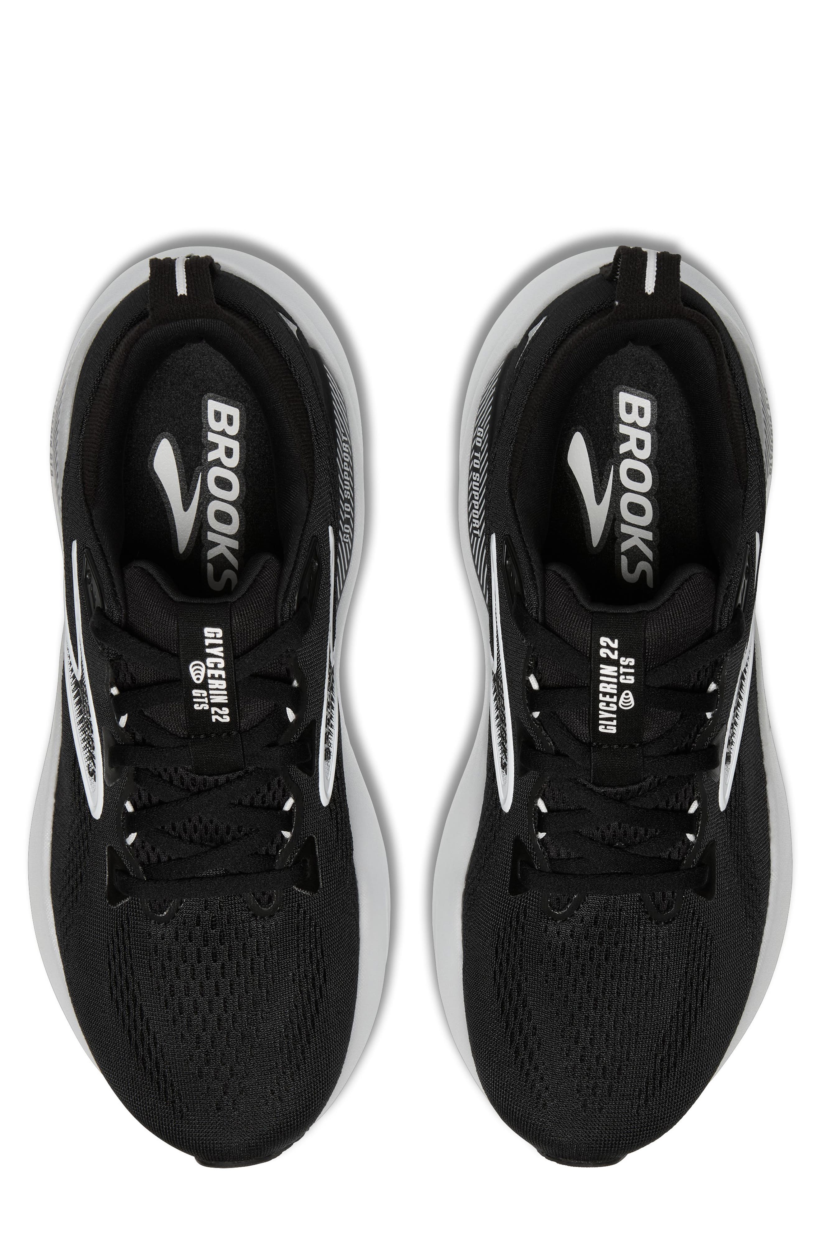 Brooks Glycerin GTS 22 Running Shoe, Alternate, color, Black/ Grey/ White