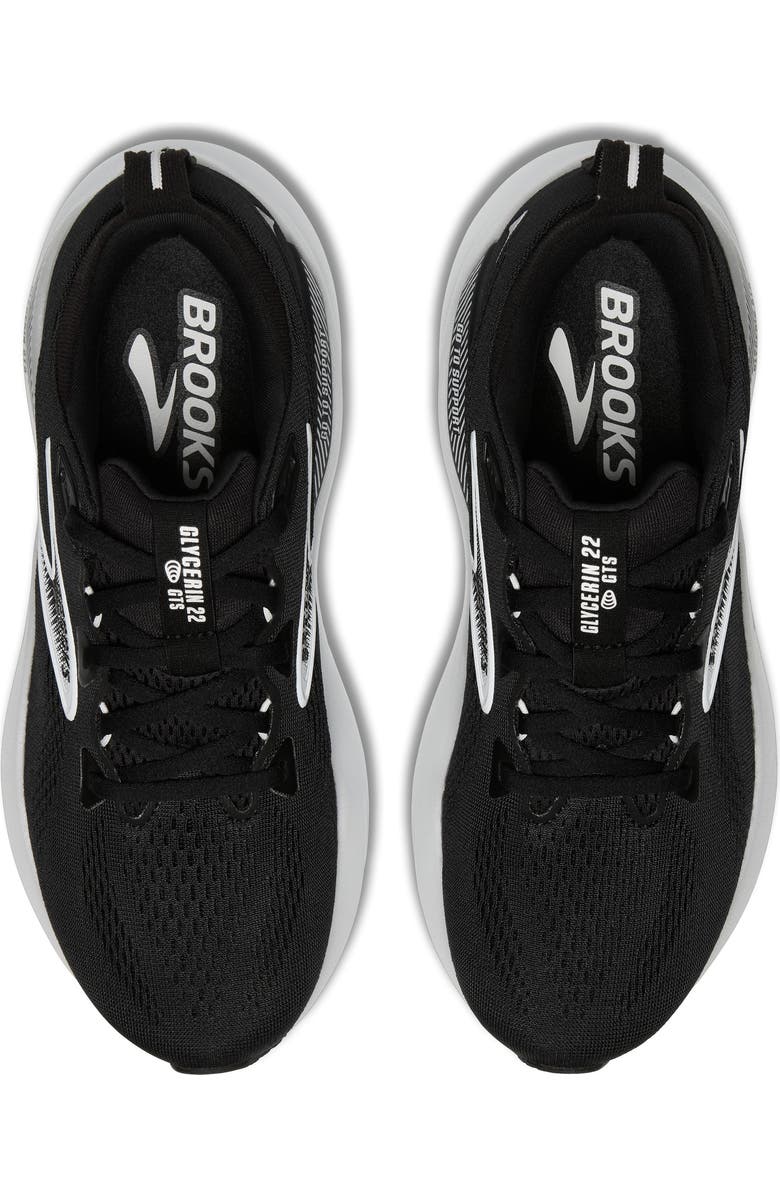 Brooks Glycerin GTS 22 Running Shoe, Alternate, color, Black/ Grey/ White