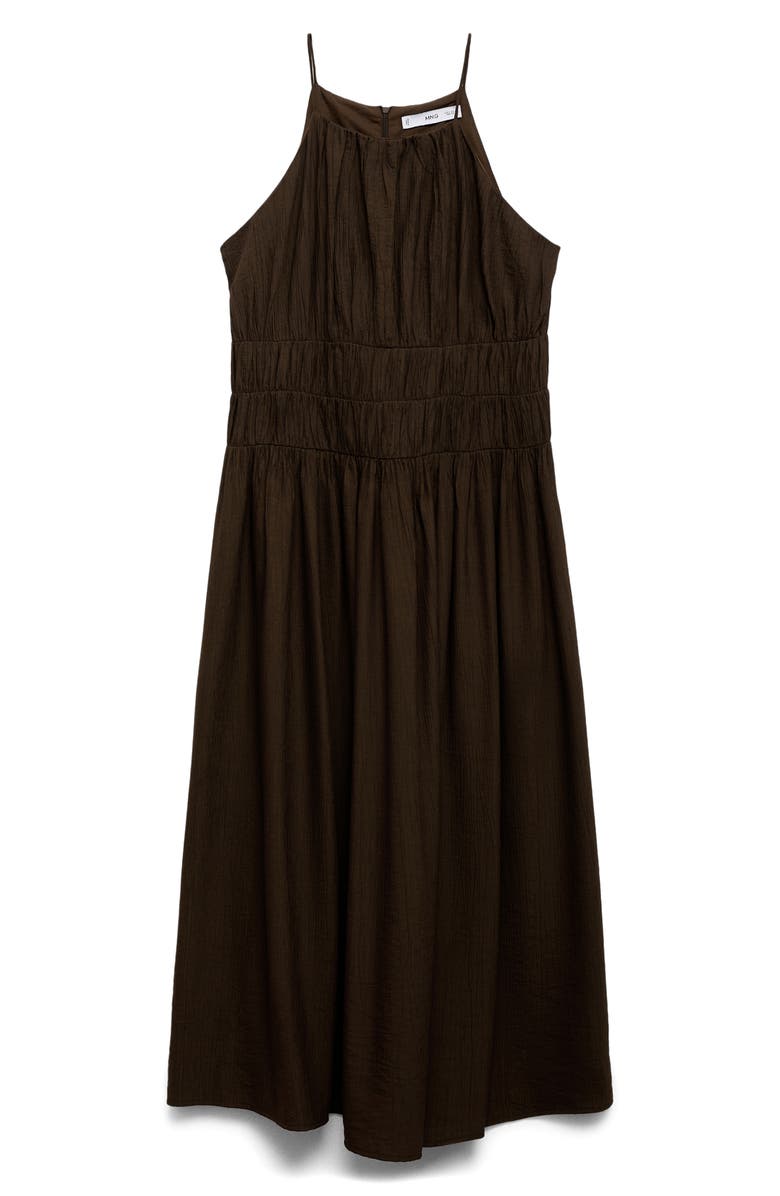 MANGO Smock Waist Midi Dress, Alternate, color, Brown