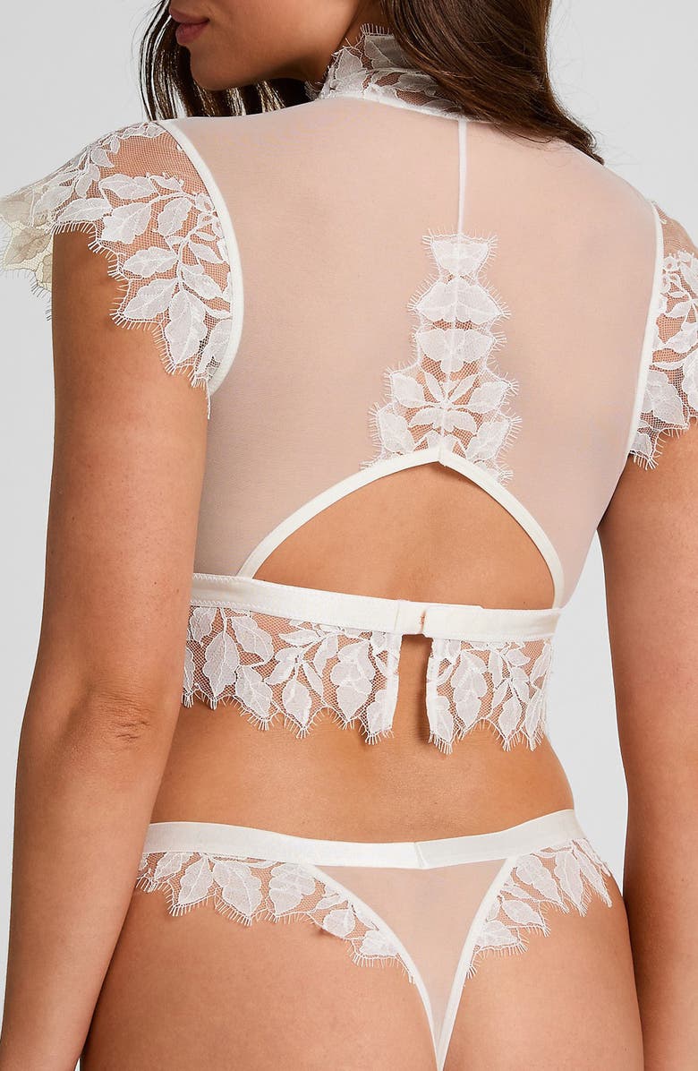 Hunkemöller Amelia Lace & Mesh Crop Corset Top, Alternate, color, Snow White