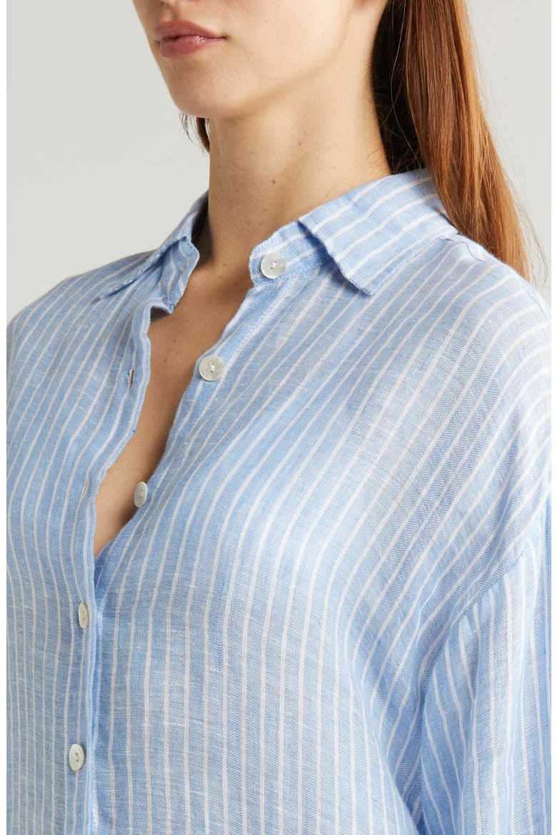 Playa Oversize Linen Cover-Up Shirt, Alternate, color, SUMMER STRIPE LINEN