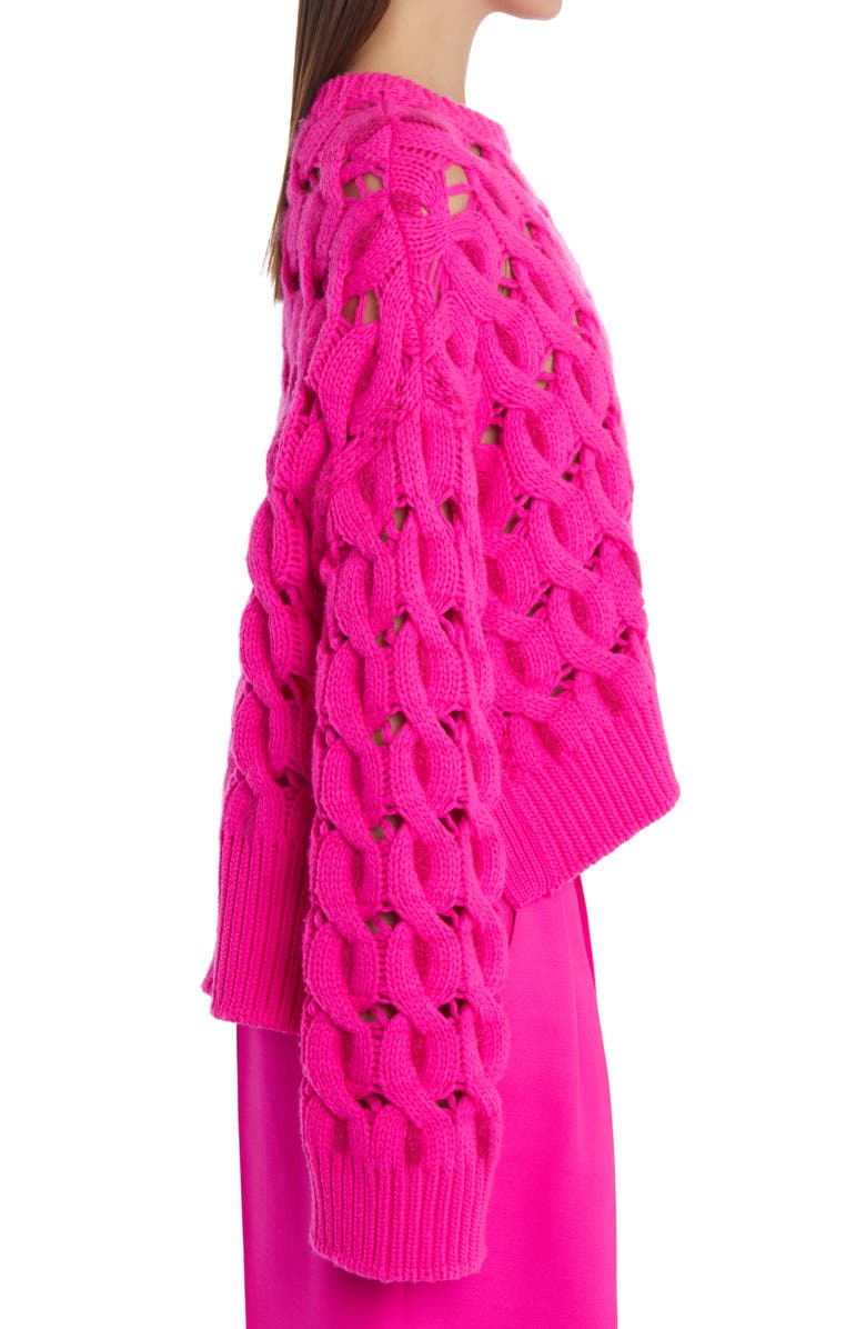 Valentino Garavani Open Stitch Cable Knit Wool Blend Sweater, Alternate, color, 