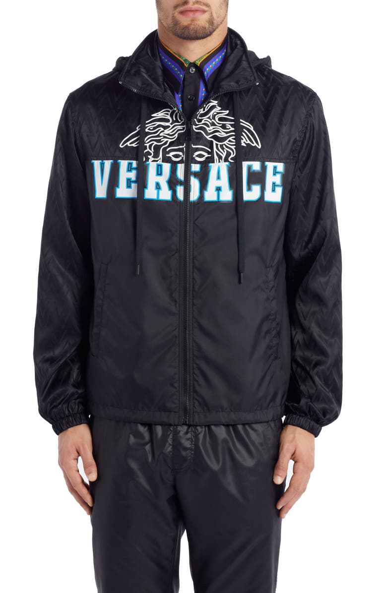 Versace Medusa Hooded Nylon Jacket, Main, color, 