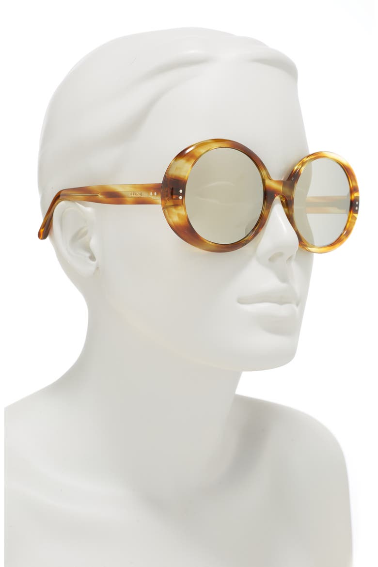 57mm Round Sunglasses, Alternate, color, HAVANA/ OTHER / SMOKE MIRROR