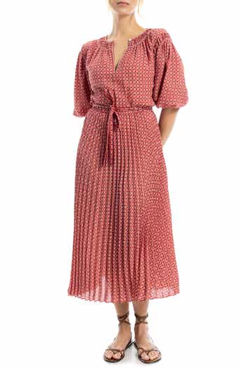 MAX STUDIO Floral Pleated Crepe Midi Dress