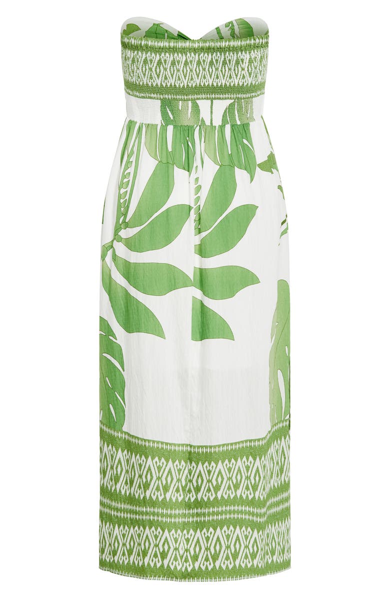 City Chic Peta Border Print Strapless Maxi Dress, Alternate, color, Opulent Oasis