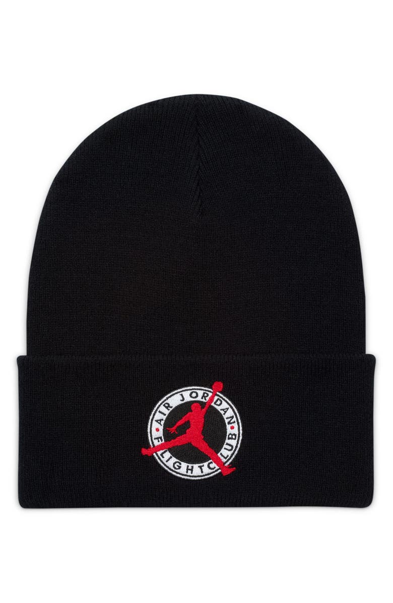 Jordan Flight Club Peak Beanie, Alternate, color, Black