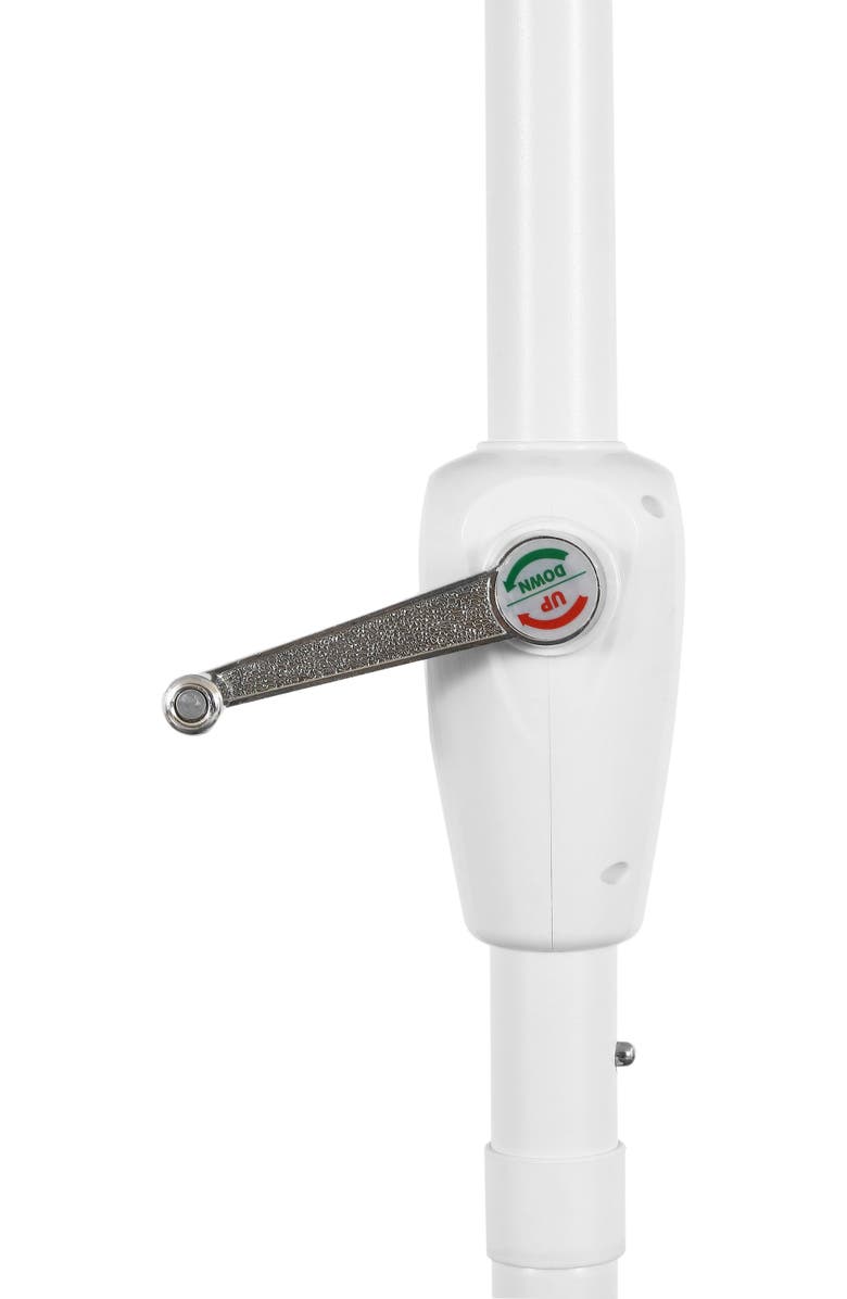 JONATHAN Y Baiona 9 ft. Classic MidCentury Market Patio Umbrella with UV Protection, Auto-Tilt, Crank and Wind Vent, Alternate, color, White/Cream