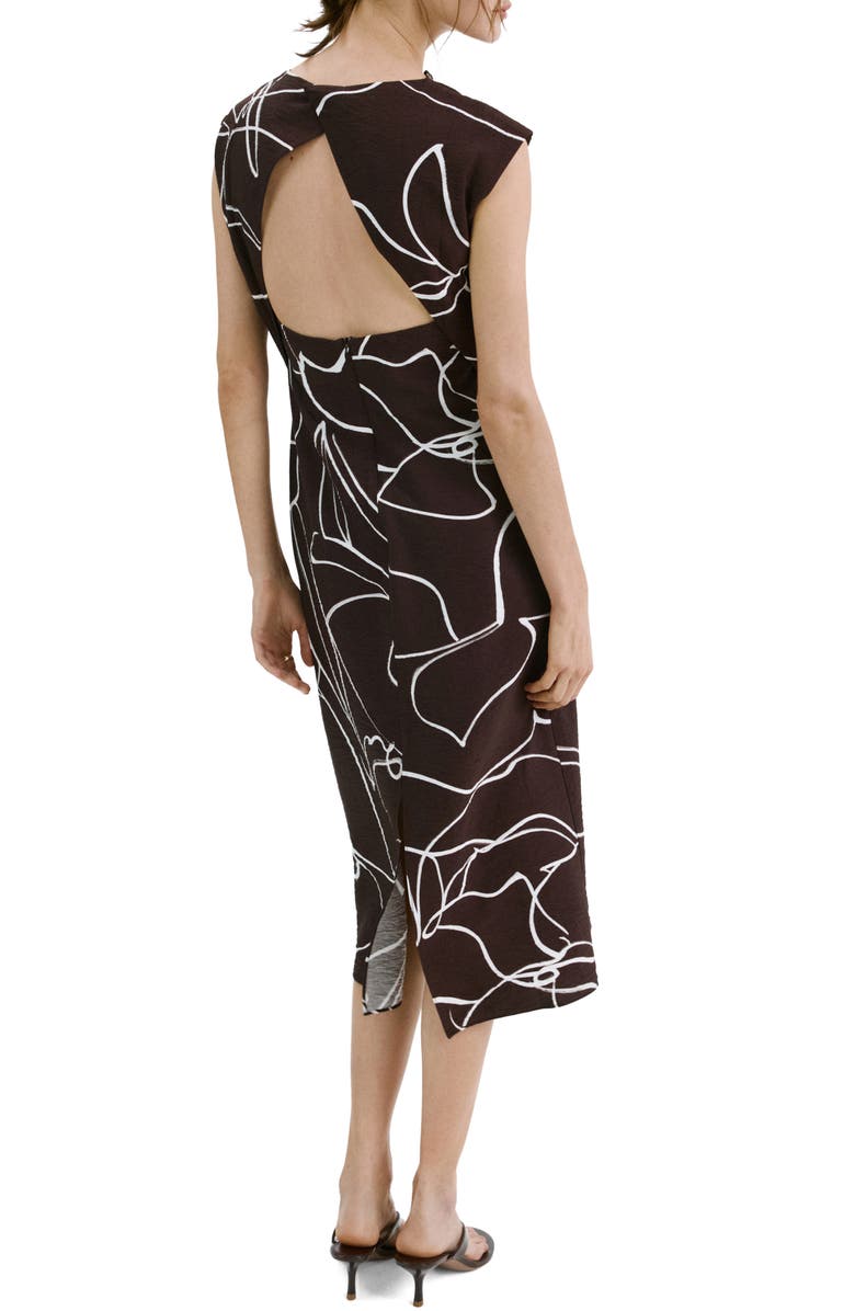 MANGO Print Ruched Midi Dress, Alternate, color,