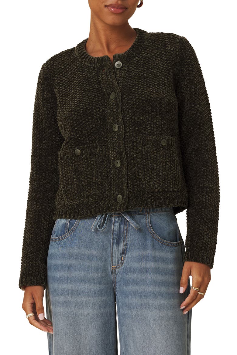 Aubrey Chenille Cardigan, Main, color, GREEN SPRUCE