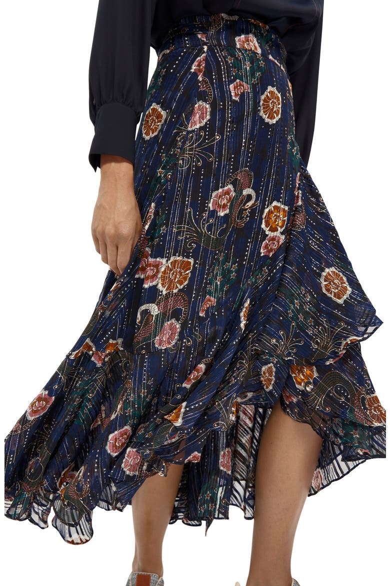 Metallic Thread Floral Wrap Skirt, Alternate, color, COMBO A