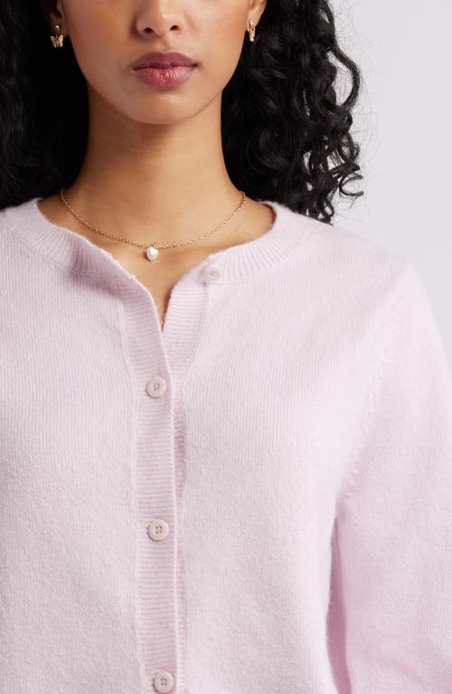 Bp. Crewneck Cotton Blend Cardigan In Pink