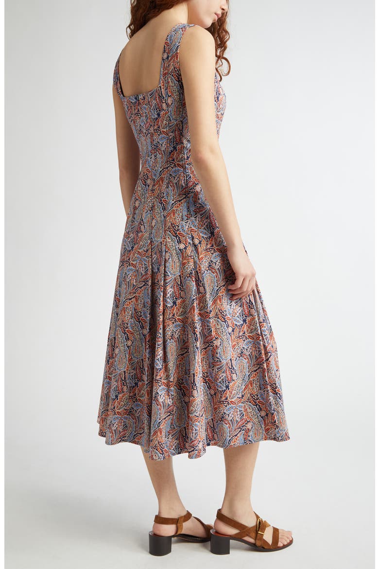 Jolie Paisley Sleeveless Stretch Cotton Midi Dress, Alternate, color, NAVY MULTI
