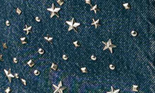 Blanknyc Stud Detail Elbow Sleeve Denim Button-up Shirt In Blue