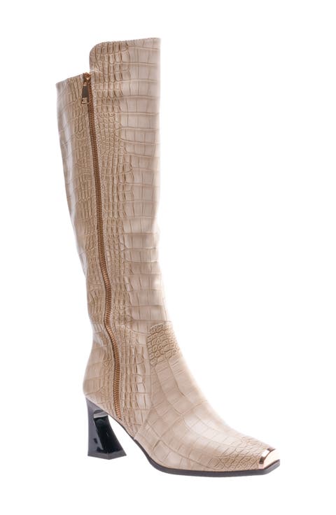 London Croc Embossed Knee High Boot (Women)