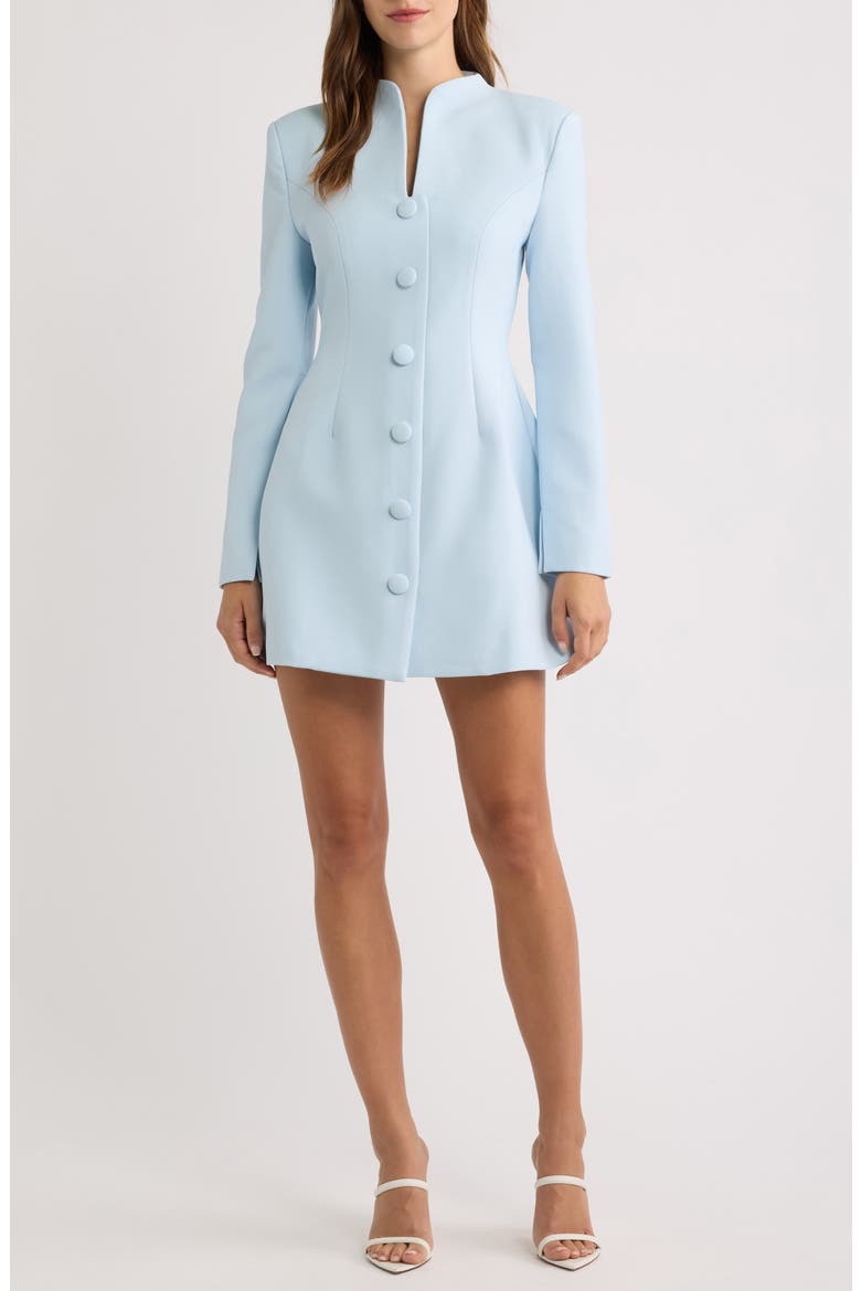 Button Down Long Sleeve Minidress, Main, color, POWDER BLUE
