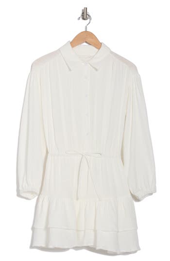 Lush Cotton Muslin Shirtdress In White