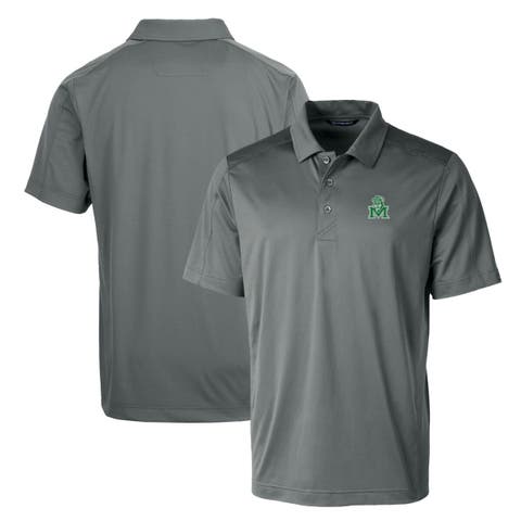 Steel Marshall Thundering Herd Primary Team Logo Prospect Textured Stretch Polo