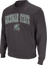 COLOSSEUM Men's Colosseum Charcoal Michigan State Spartans Arch & Logo Crew Neck Sweatshirt