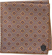 CLIFTON WILSON Brown Diamond Jacquard Silk Pocket Square