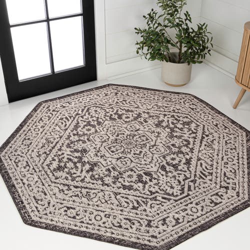 Jonathan Y Sinjuri Medallion Textured Weave Octagon Indoor/outdoor Area Rug In Gray