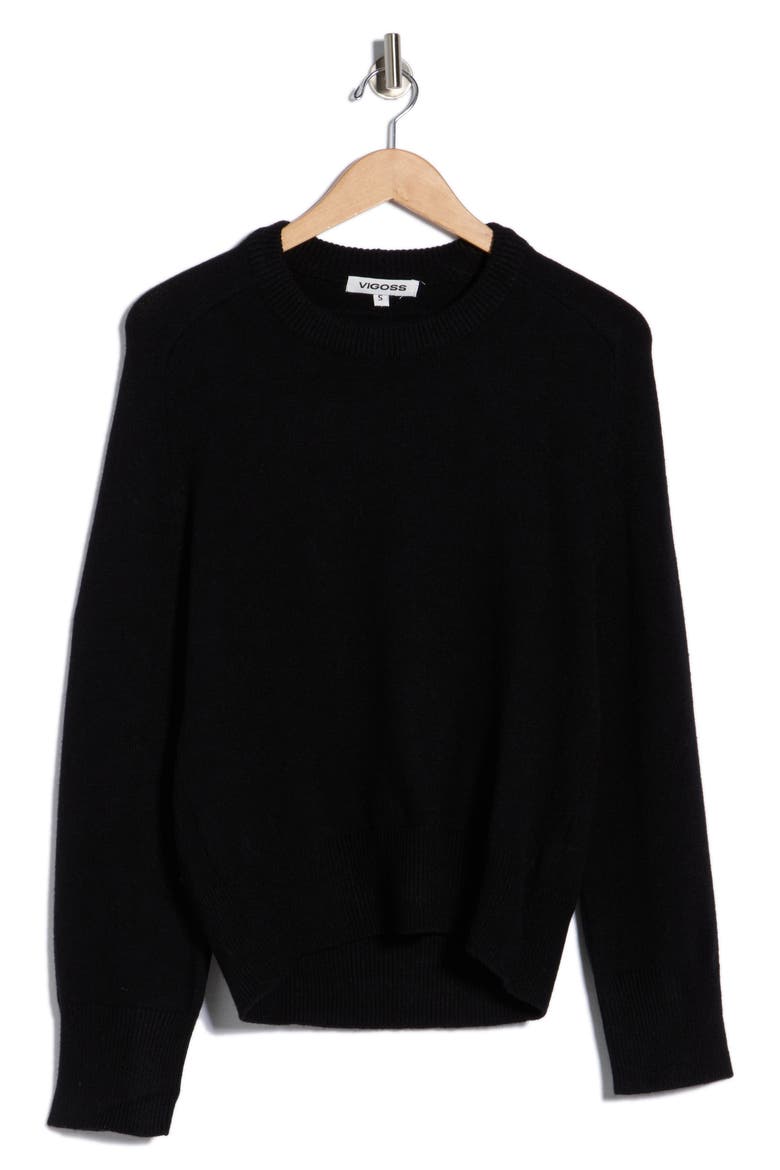 Crewneck Sweater, Alternate, color, BLACK