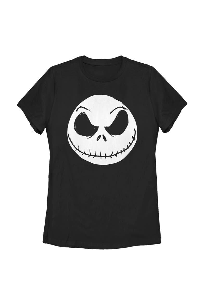 Women's The Nightmare Before Christmas Halloween Jack Skellington Big Face T-Shirt, Main, color, Black