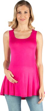 24seven Comfort Apparel Maternity Scoop Neck Sleeveless Tank Top