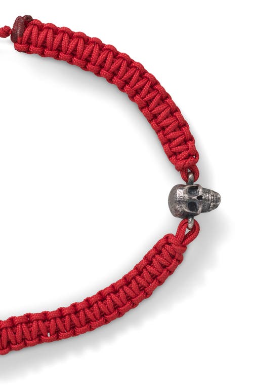 Degs & Sal Black Skull Bead Woven Bracelet In Red