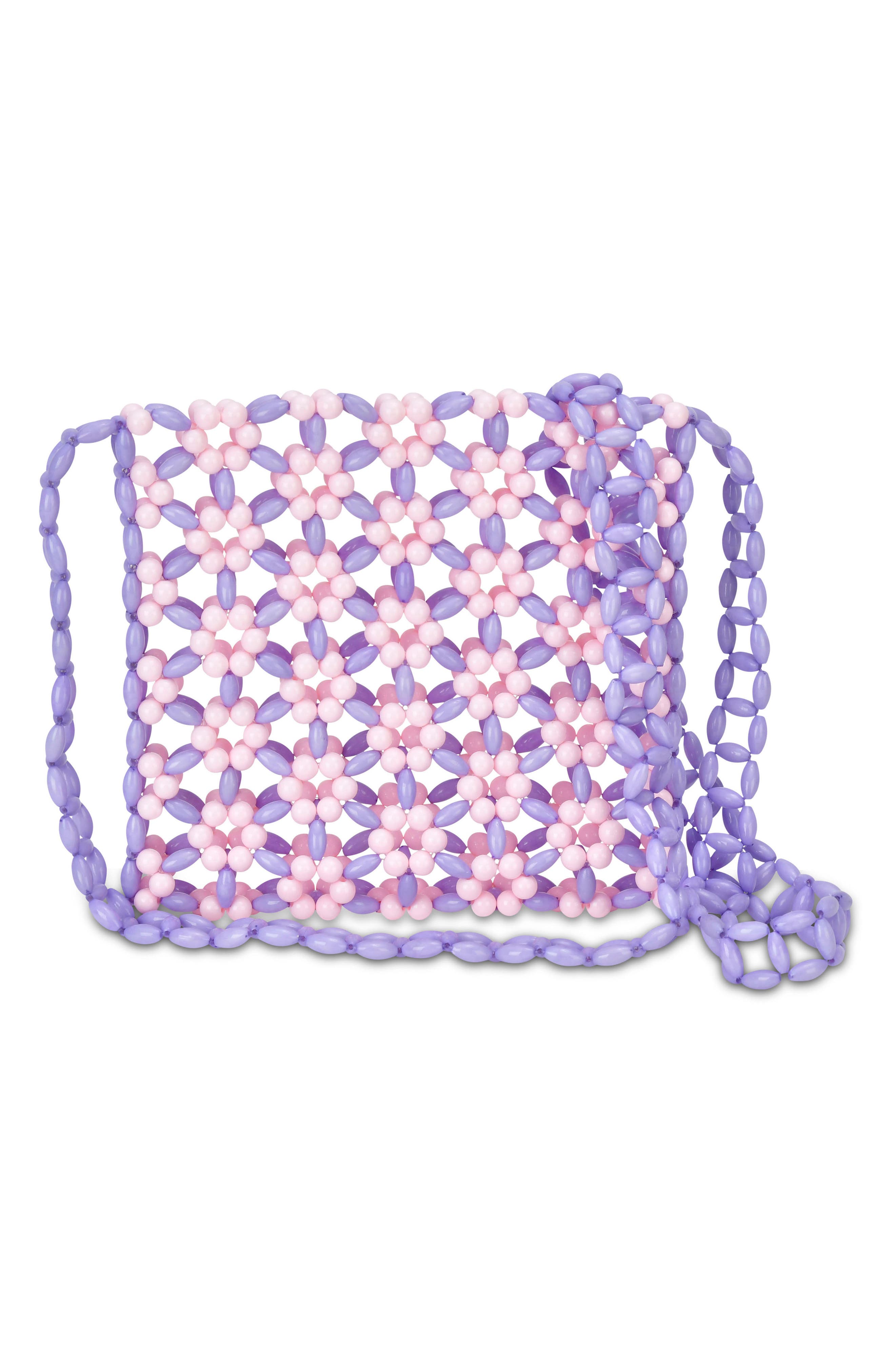 Iscream Kids' Beaded Flower Bag, Alternate, color, Pink/ Purple