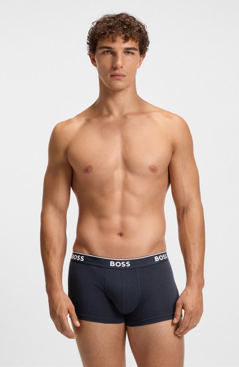 BOSS Assorted 3-Pack Power Stretch Cotton Trunks, Alternate, color, Blue Multi