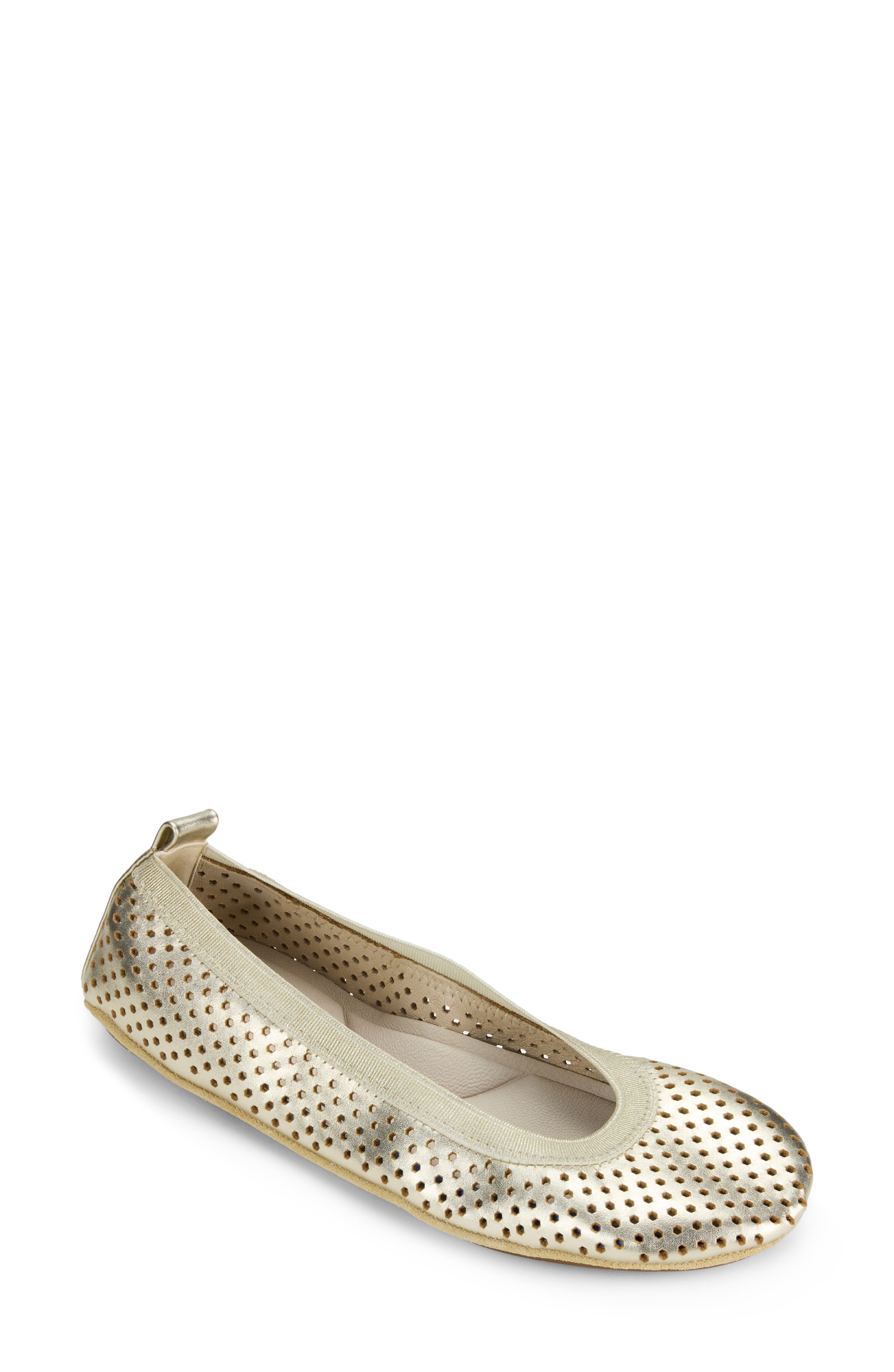 Yosi Samra Samara Foldable Ballet Flat, Main, color, Gold