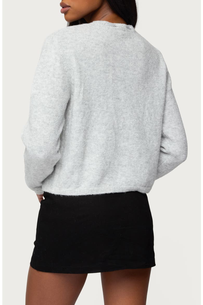 Vickie Ribbon Detail Crop Cardigan, Alternate, color, GRAY-MELANGE
