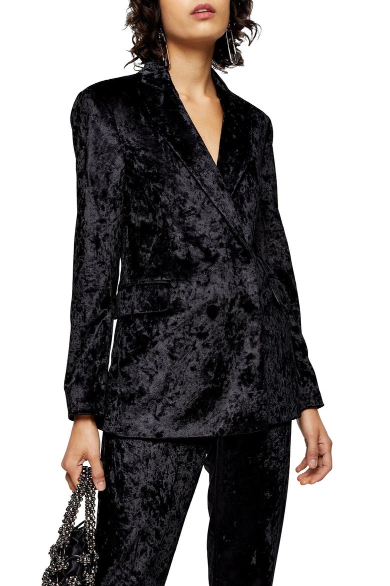 Bonded Velvet Jacket, Main, color, BLACK