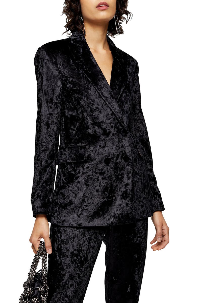 Topshop Bonded Velvet Jacket, Main, color,