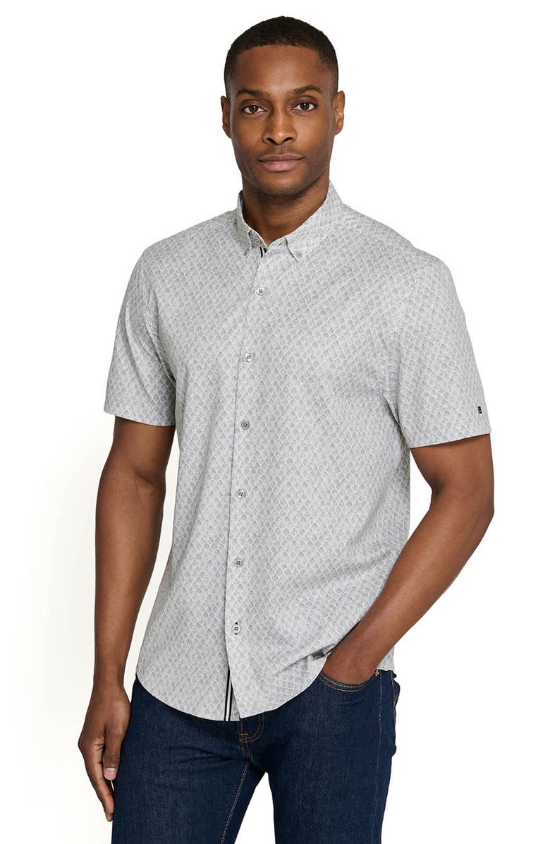 Brooklyn Brigade Prospect Shell Short Sleeve Button Down Performance Shirt, Alternate, color, Sage