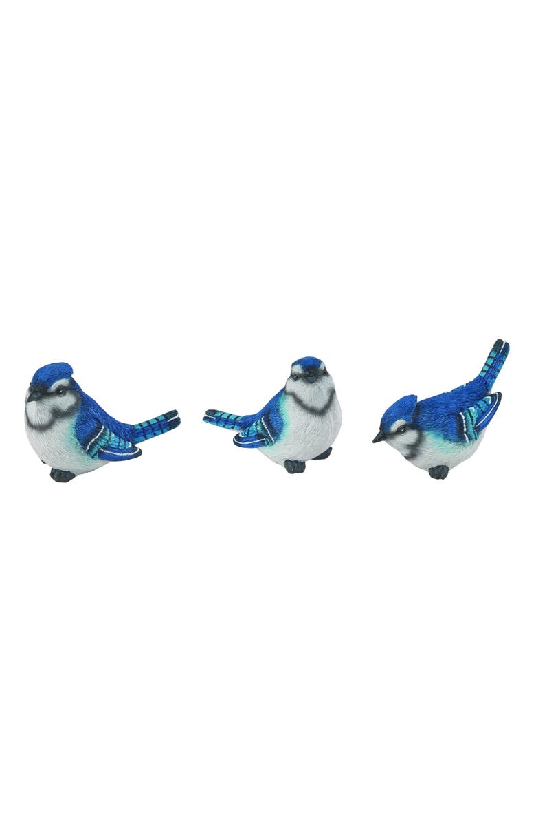Transpac Medium Blue Bird Resin Figurines Set of 3 - Charming Decorative Objects for Home Decor, Main, color, Blue