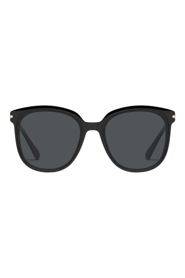 Rent Free 55mm Polarized Round Sunglasses, Main, color, BLACK/ SMOKE POLARIZED