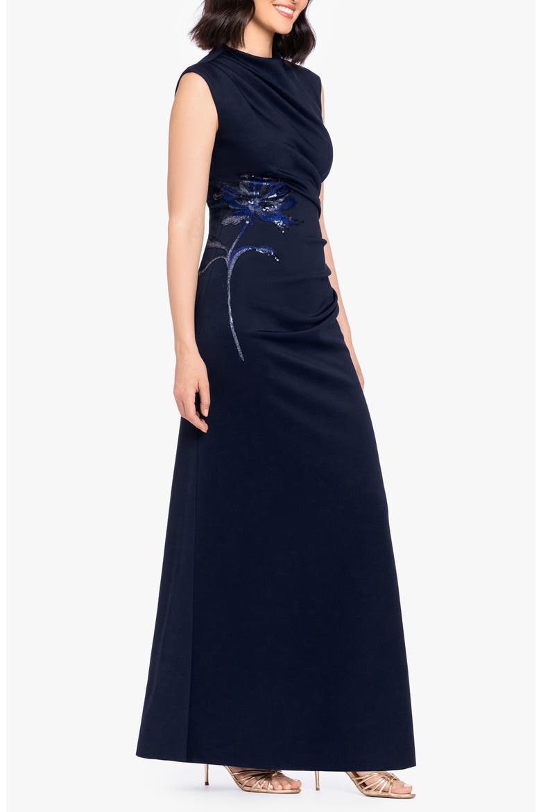 Sequin Appliqué Scuba Gown, Alternate, color, NAVY