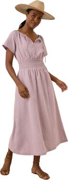 Pact Organic Cotton Coastal Double Gauze Boho Midi Dress