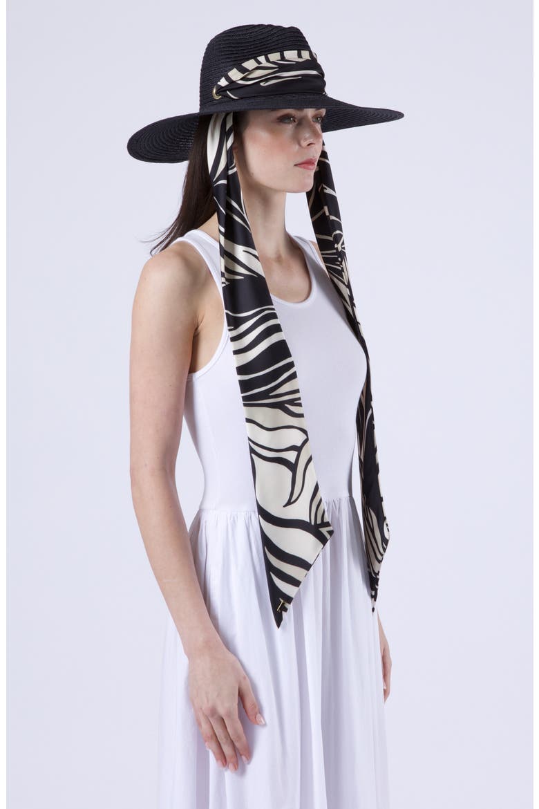 Cassidy UPF 25+ Packable Straw Fedora, Alternate, color, BLACK