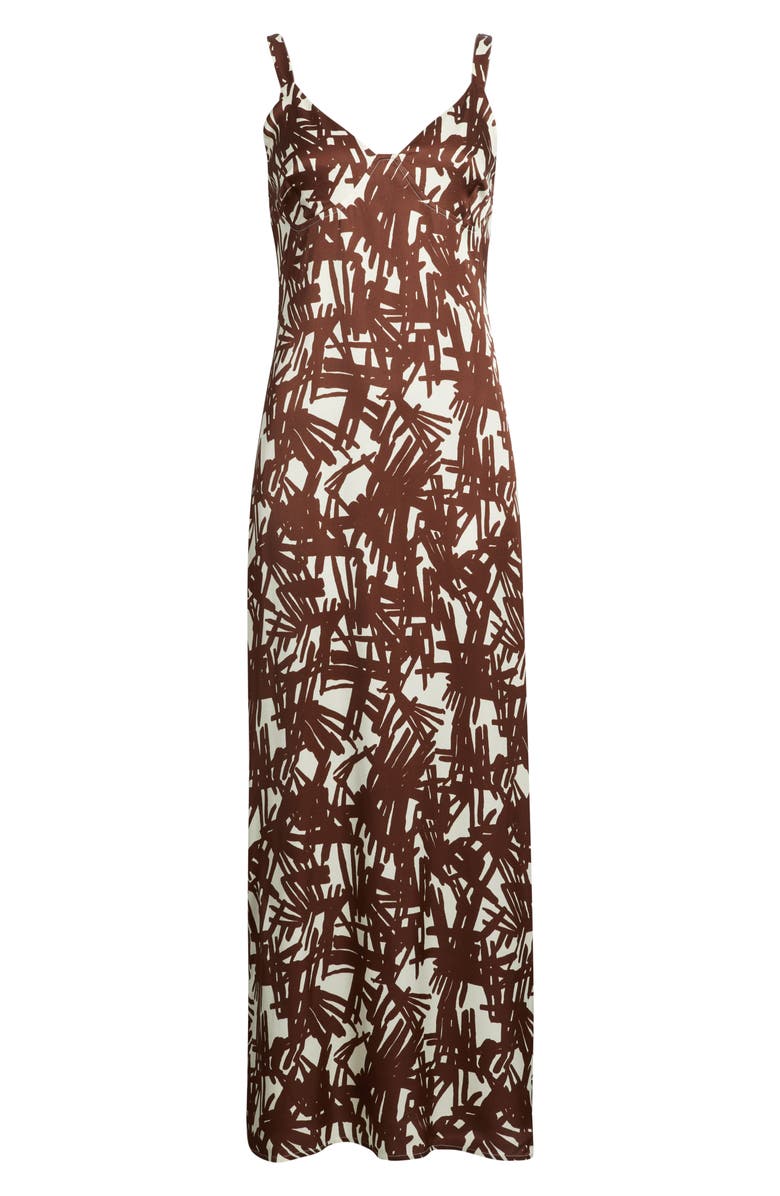 rag & bone Aubrey Print Sleeveless Satin Maxi Dress, Alternate, color, Brown