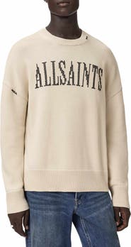 AllSaints Crossed Logo Intarsia Crewneck Sweater