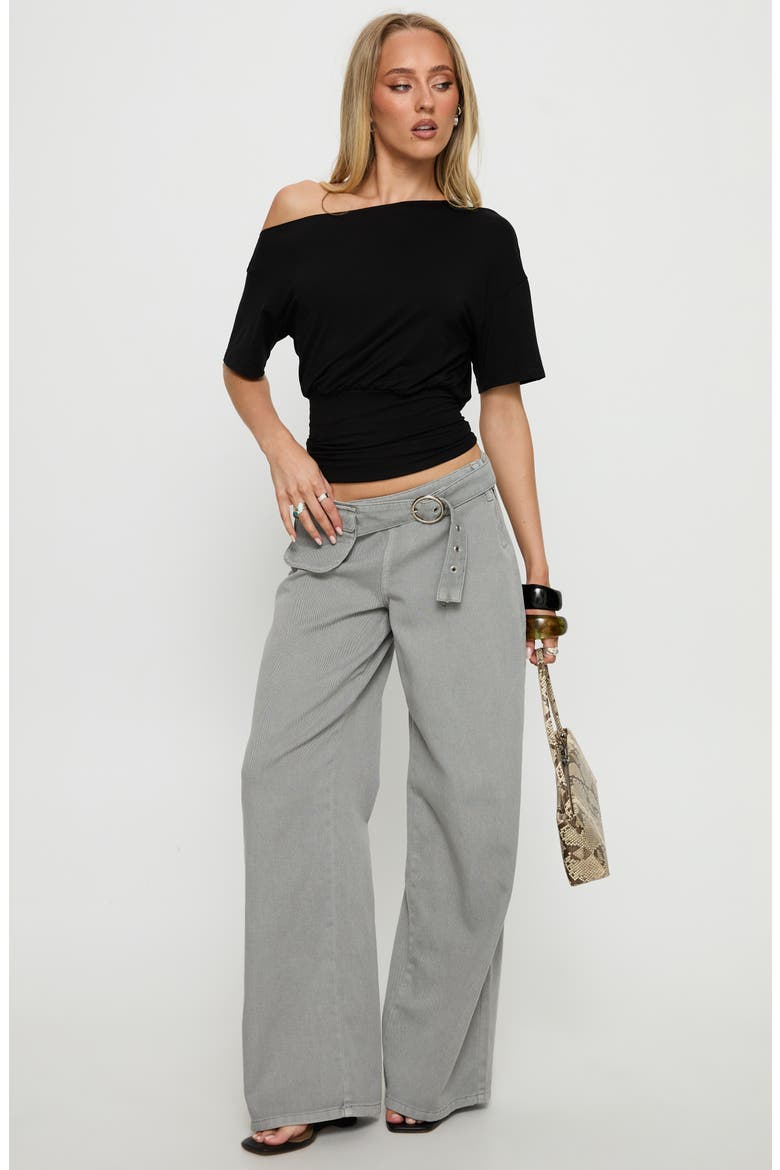 Ashlinn Off the Shoulder Drapey Top, Alternate, color, BLACK